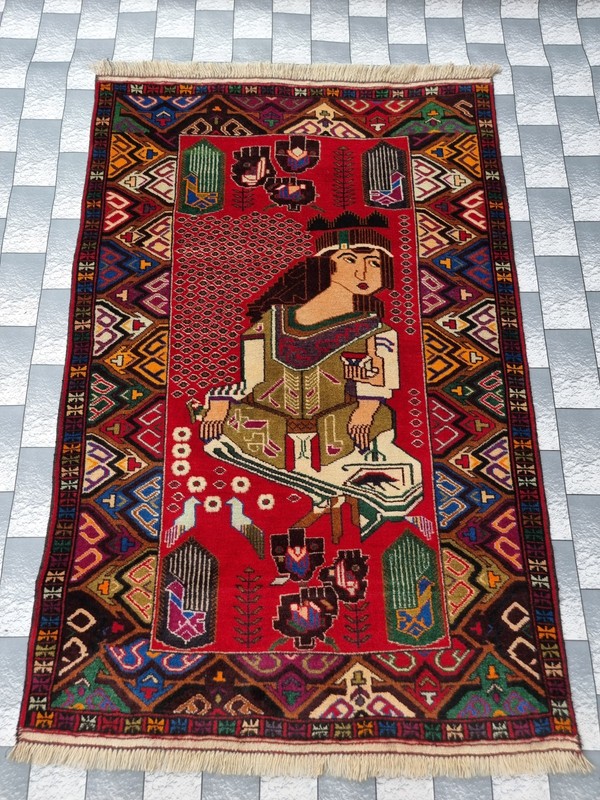 Afghan Han dmade Persian Style Rug Wall Hanging Musician Art Tribal Carpet gallery