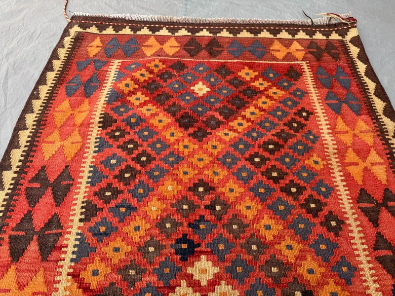 3'5x7'1 ft Vintage Afghan Kilim Rug Handwoven Tribal Geometric Pattern Floor Rug gallery