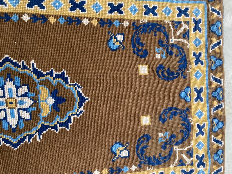 Vintage Handmade Turkish Geometric Medallion Style Wool Area Rug 164x93 cm gallery