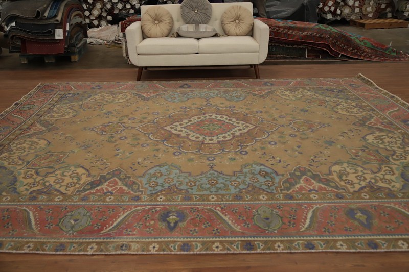 Traditional Wool Hand-knotted Living Room Area Rug Vintage Floral Carpet 10x13 gallery