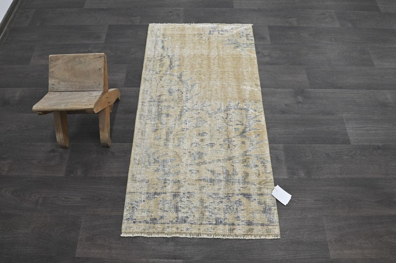 Oushak Turkish Doormat Rug 2x4 BEIGE Anatolian Handmade Vintage Small Kilim Rug gallery