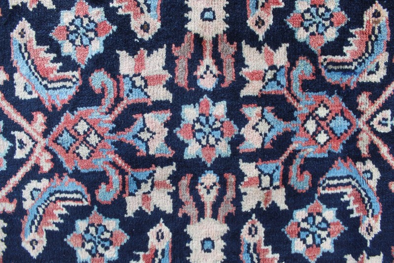 Vintage Hand Made Traditional Oriental Wool Blue Large Long Rug 321x132cm gallery
