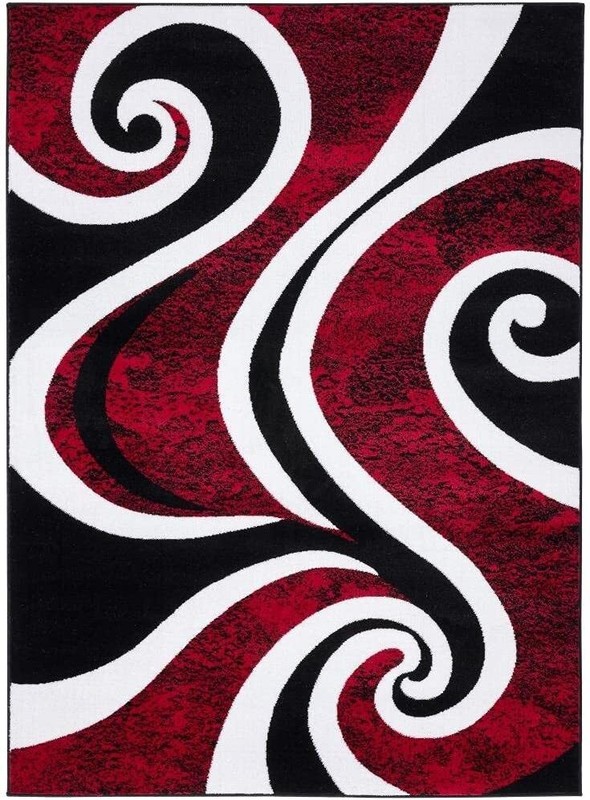 Home Decor Red Rugs Swirl Modern Abstract Area Rug Stylish Premium Rug gallery