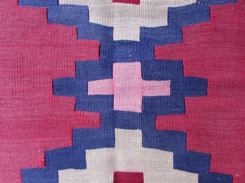Vintage Traditional Hand Made Oriental Wool Green Red Long Kilim 291x113cm gallery