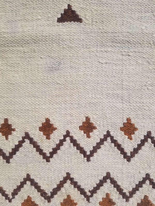 Fine Vintage Traditional Hand Made Oriental Wool Beige Brown Kilim 117x38cm gallery