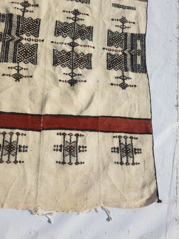Vintage Handmade African Fulani Wool Kilim Rug Carpet 236x132 cm gallery