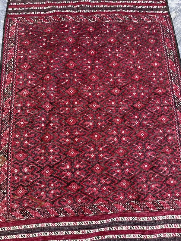 Antique Turkmen design Kilim Rug- Afghan Handmade Flatweave Kilim Rug- Turkmen gallery