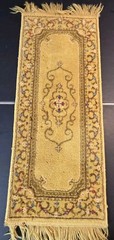 Vintage Gold Floral Tapestry Rug Table Runner 12×31 Mid Century Medallion Boho