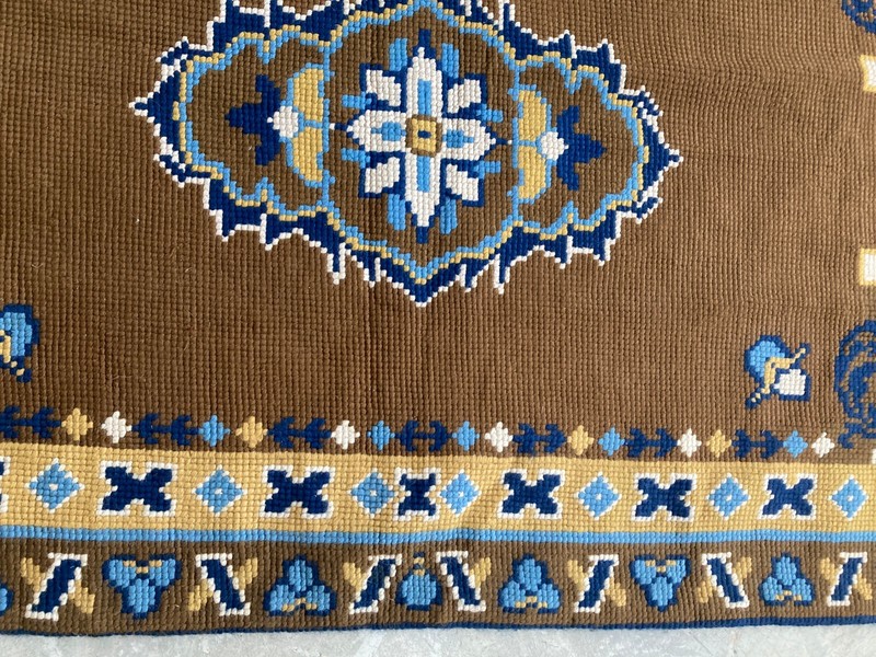 Vintage Handmade Turkish Geometric Medallion Style Wool Area Rug 164x93 cm gallery