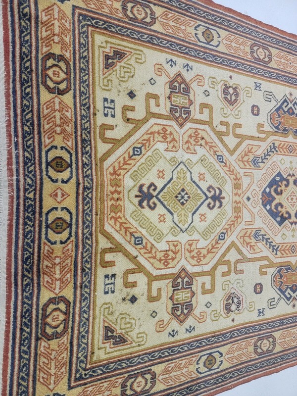 Antique Oriental Hand-Knotted Wool Area Rug Kazak Beige/Green/Blue 4'7" x 7'3" gallery
