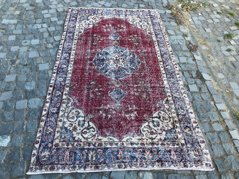 Turkish Vintage Rug, Handmade Wool Rug, Bohemian Large Rug, 4,6 x 8,2 ft gallery