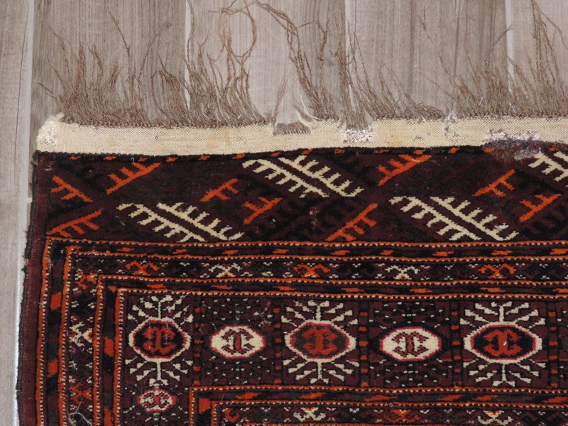 3x6ft. Antique Handmade Tekke Bokharra Wool Rug gallery