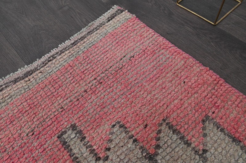 Vintage Turkish Runner Rug 2x10ft PINK Handmade Anatolian Oushak Hallway Wool gallery