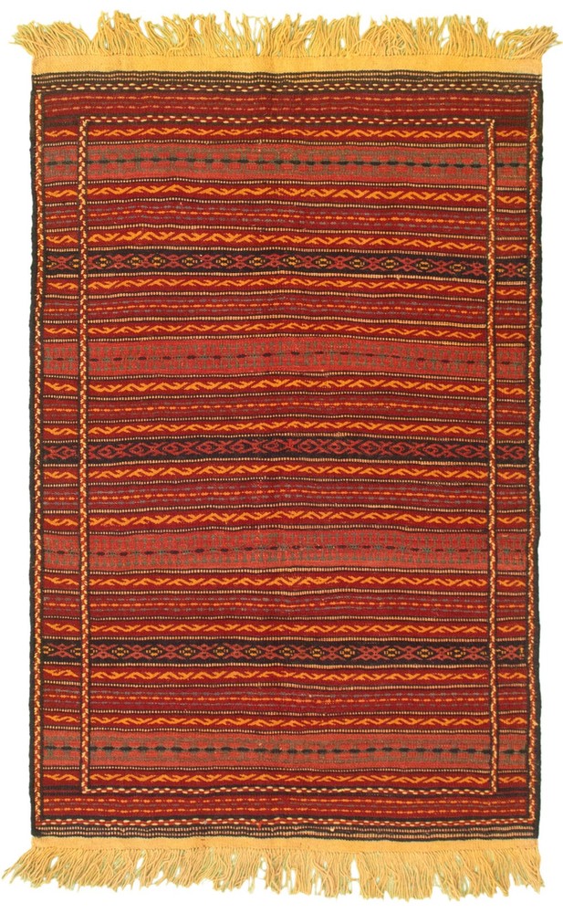Vintage Hand Woven Area Rug 3'4" x 5'3" Traditional Wool Oriental Carpet