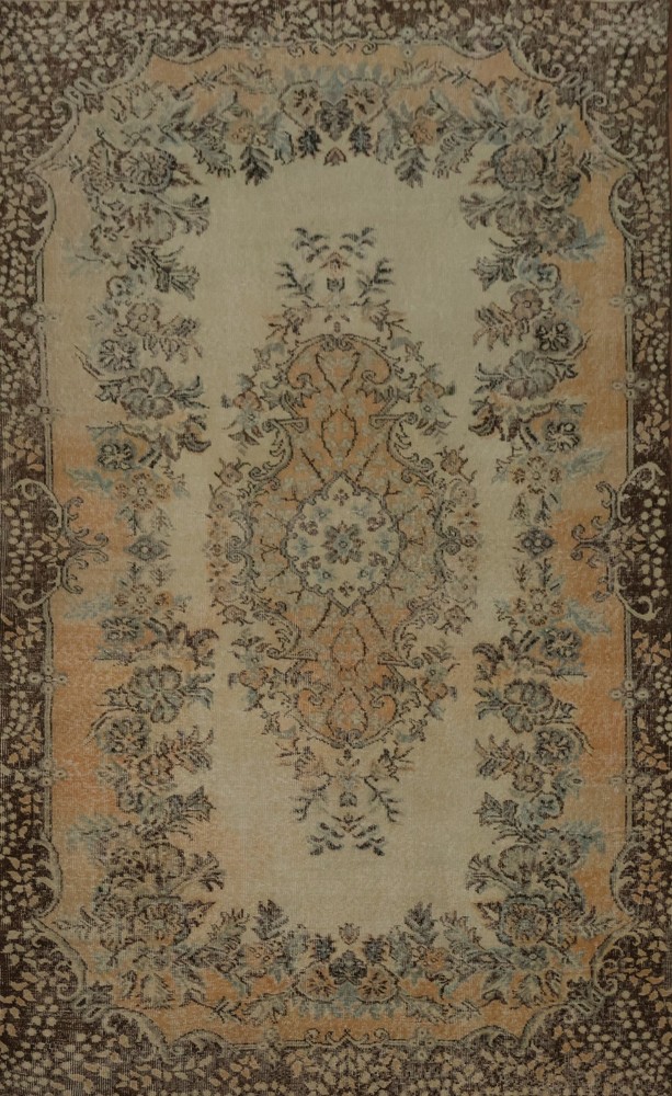 Vintage Floral Medallion Area Rug with Distressed Handmade Timeless Elegance 6x9