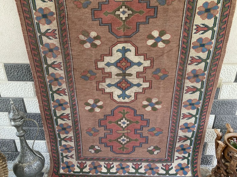 Turkish Kurdish Vintage Rug | 4.3 x 6.5 ft | Handwoven Anatolian Tribal Geometri gallery