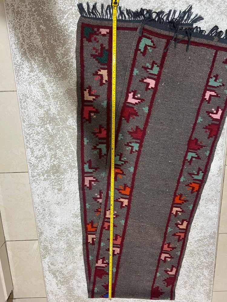 Vintage Wool Kilim Runner Rug 300x52 cm – 100% Wool Tribal Hallway Rug