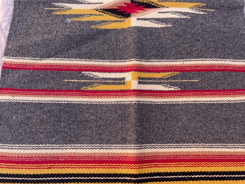 Vtg. Southwestern Design Hand Woven Kilim Area Rug Chimayo 40' x 20" gallery