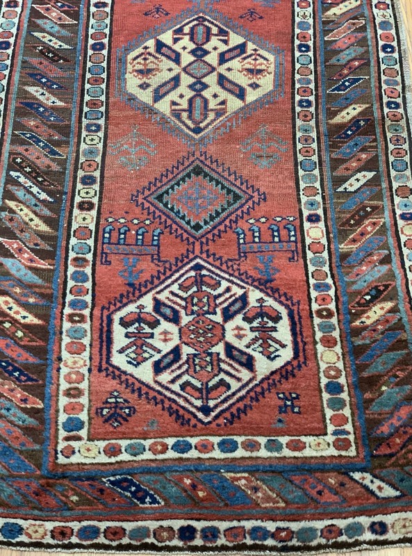 Antique Caucasian Runner 3'7" x 10' Hand-Knotted Wool Tribal Oriental Rug gallery