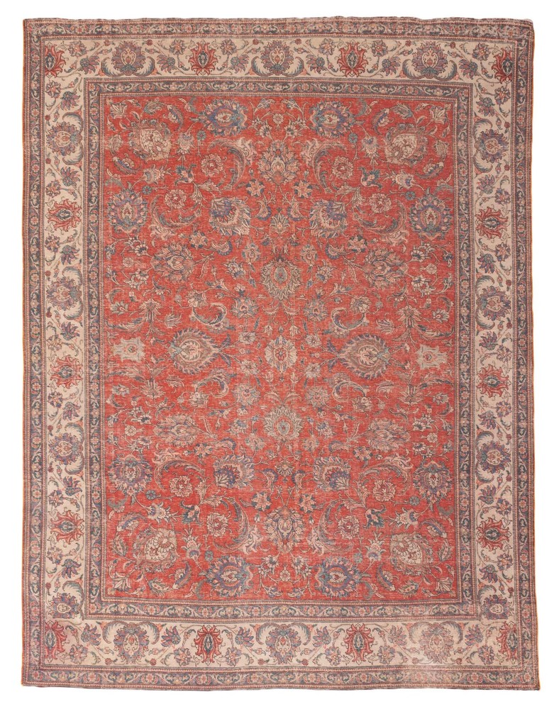 Vintage 9'2" x 11'10" Traditional Hand Knotted Vegetable Dye Wool Area Rug