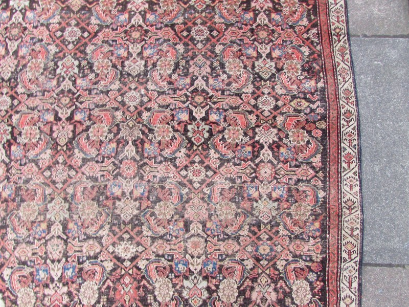 Antique Worn Hand Made Traditional Oriental Wool Blue Red Rug 194x110cm gallery