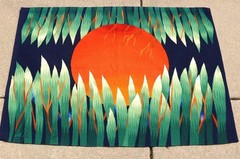 Dirk Holger 1970s MCM “Forest Sun” Aubusson Tapestry (Rug)61″X46″ Ex-Cond