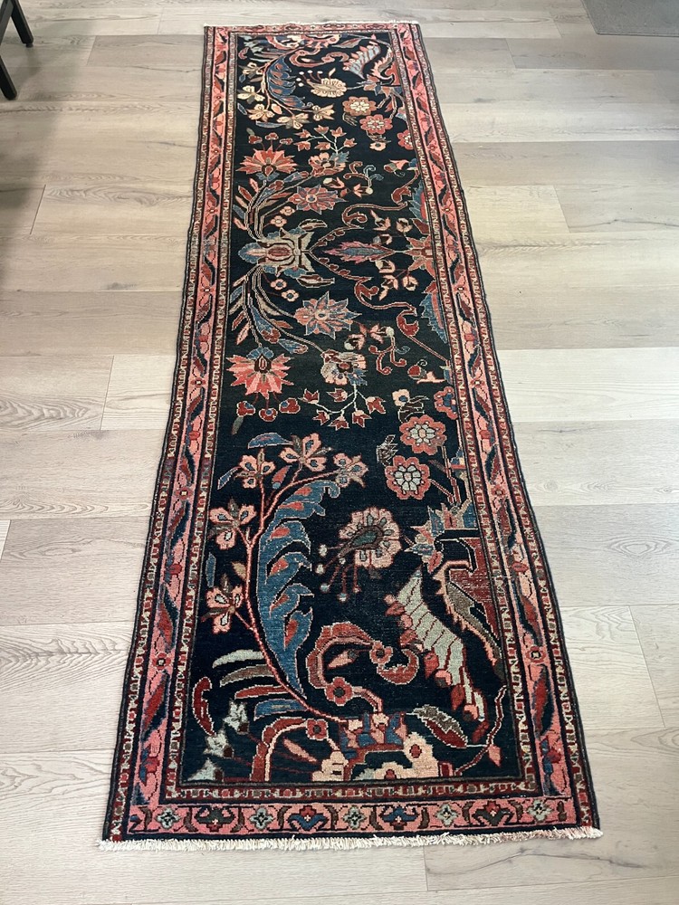 Art Nouveau/Art Deco- Antique Handwoven Malayer Oriental Rug 2.8ft x 9ft Runner