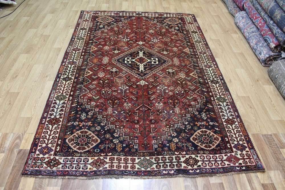 ANTIQUE HAND KNOTTED QASHQAI WOOL RUG NOMAD RUG ORIENTAL TRIBAL RUG 245 X 158 CM