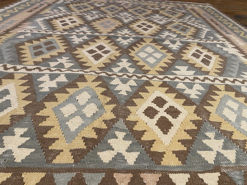 Bohemian Antique Tribal Flat-woven Kilim Rug from Kayseri Cappadocia 5'x6’6” gallery