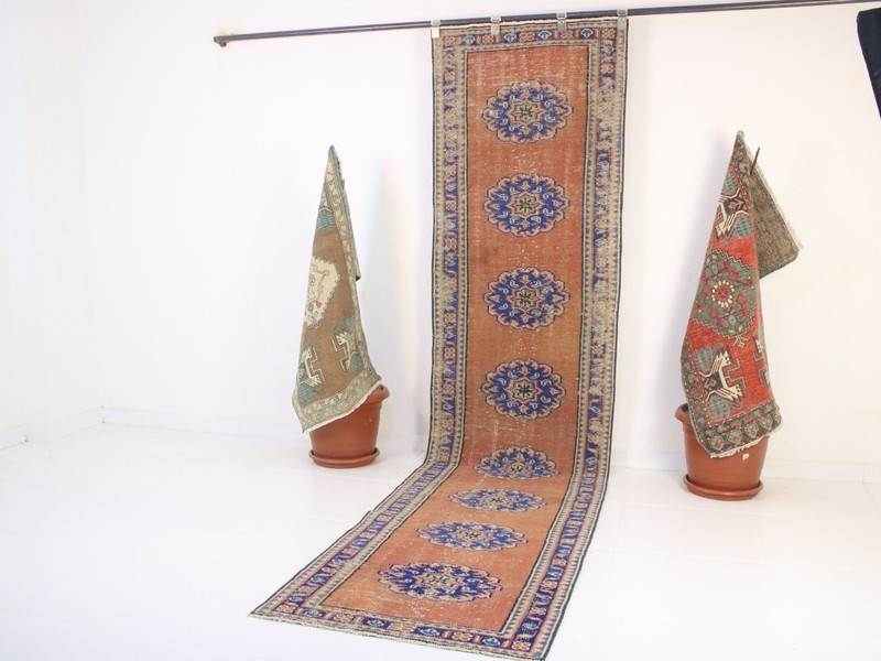 3x11 Orange Runner Rug, Handmade Turkish Rug, Vintage Hallway Rug, 2.5 x 10.6 Ft gallery