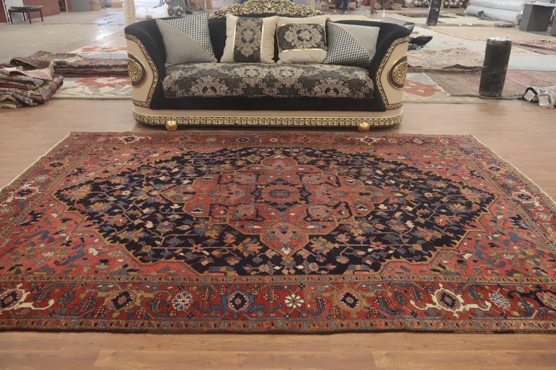Handmade Antique Wool Carpet Pre-1900 Vegetable Dye Traditional Area Rug 8x11 Ft gallery
