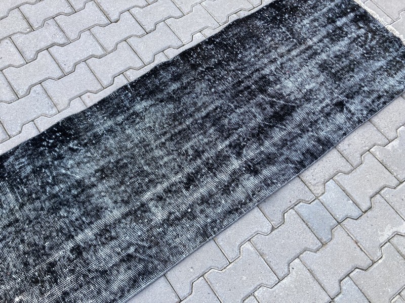 Black rug, Turkish rug, Vintage Rug, Narrow rug, Runner rug, 2.3 x 6.3 ft gallery