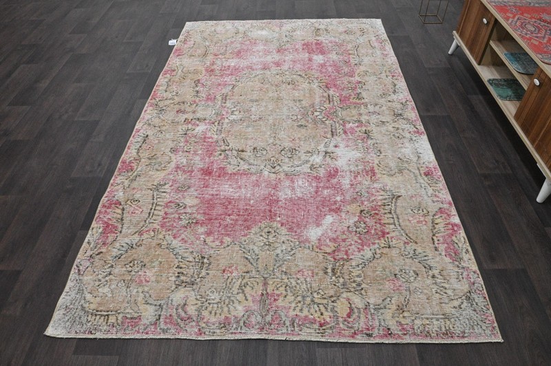 Oushak 5x8,Turkish Rug,vintage,anatolian,PINK,kilim,Bohemian,handmade,wool gallery