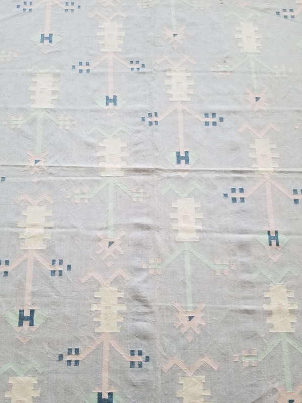 Fine Vintage Traditional Hand Made Oriental Wool Cyan Kilim 160x135cms gallery