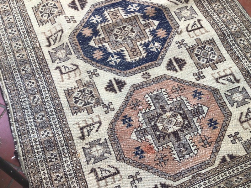Vintage Oriental Area Rug 3’9”X 5’7” Genuine Hand Woven Tribal Not Seen Much Use gallery