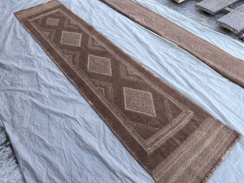 Vintage Afghan Runner Rug 1'11 x 8 ft Handmade Wool Geometric Tribal Boho Runner gallery