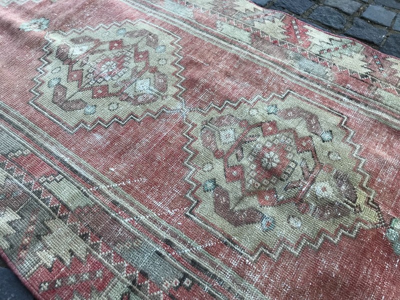 Bohemian Area Rug Handmade Wool Rug Turkish Vintage Traditional Rug 3,1 x 6,5 ft gallery