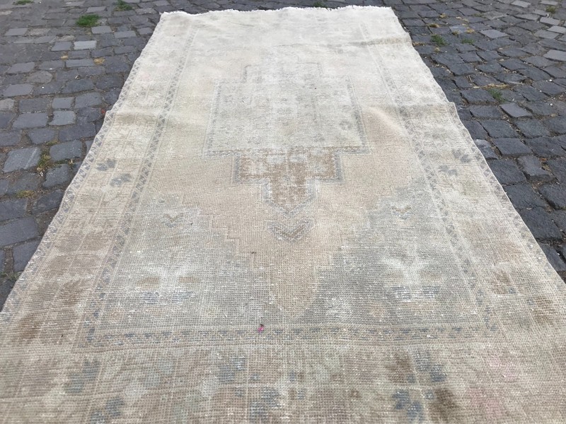 Bohemian Area Rug Handmade Wool Rug Turkish Vintage Traditional Rug 4,0 x 7,7 ft gallery