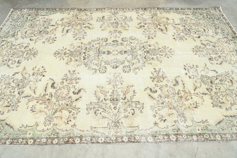 5x8 Turkish Area Rug Hand-Knotted Vintage Neutral Wool Rug Oushak Carpet,173 gallery