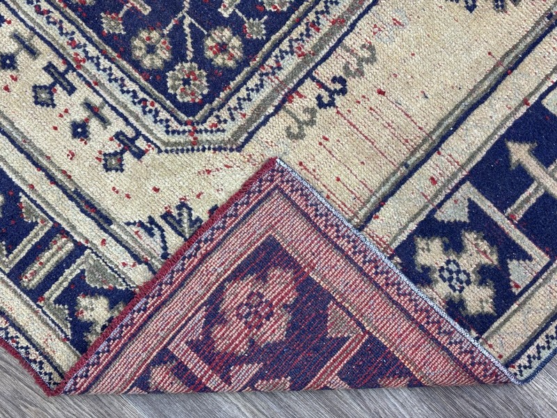 5x11 Beige Blue Red Vintage Turkish Runner, Hand-Knotted Large Oushak Runner gallery