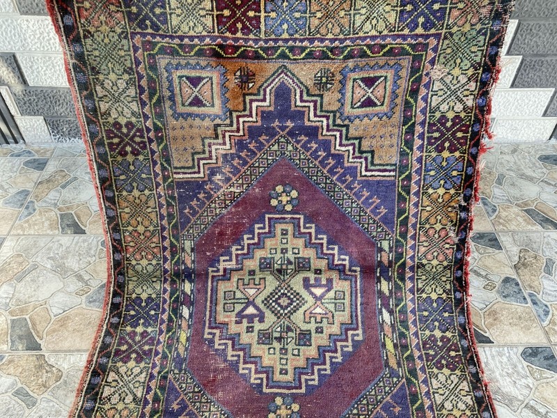 Handmade Turkish Vintage Rug | 1970s Tribal Wool Farmhouse Antique Area Carpet gallery
