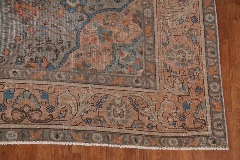 Floral Sage Green Handmade Tebriz Semi-Antique Rug 10x13 Wool Living Room Carpet gallery