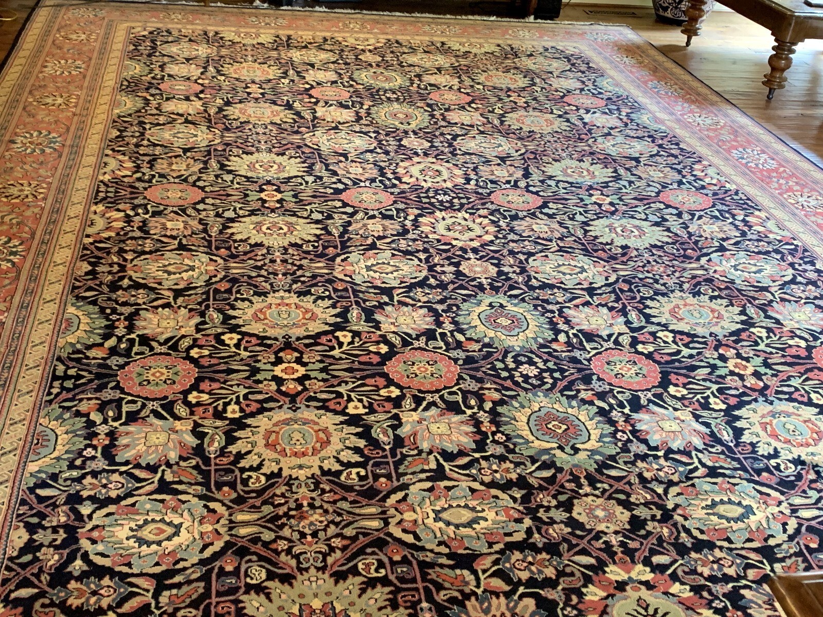 12' x18' MAHAL Design Handmade large Oriental Rug Navy blue background 12x18 FT. gallery