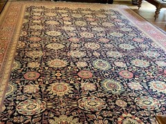12′ x18′ MAHAL Design Handmade large Oriental Rug Navy blue background 12×18 FT.