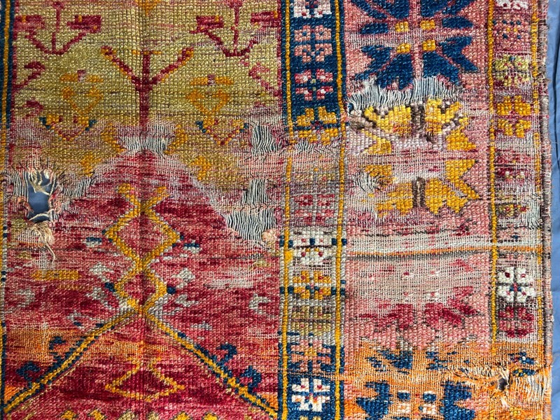 Antique Caucasian Prayer Rug Distressed Low Pile Hand Knotted Vintage 3.5x5.5FT gallery