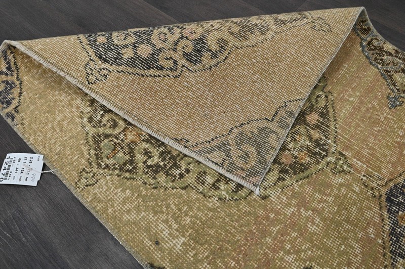 Vintage Turkish Runner Rug 2x11ft Wool Anatolian Handmade Hallway Oushak BEIGE gallery