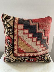 Vintage Tribal Kilim Pillow Cover With Cotton Zippered Backing