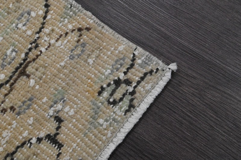 Vintage Turkish Runner Rug 2x8ft Wool Anatolian Handmade Hallway Oushak BEIGE gallery