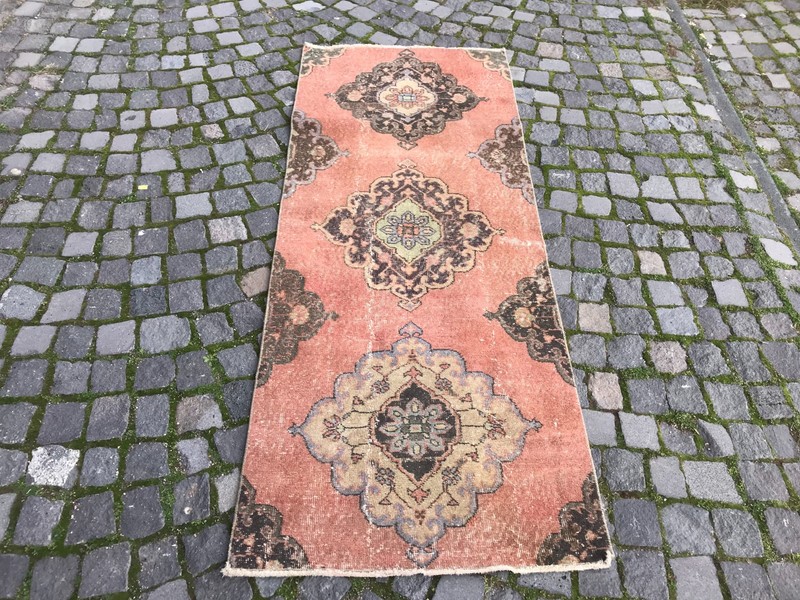 Turkish Vintage Rug Handmade Wool Rug Bohemian Runner Rug 2,7 x 6,7 ft gallery