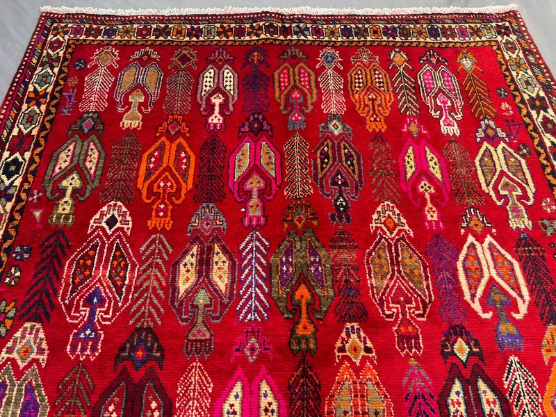 4'10 x 6'7 ft Vintage Afghan Handknotted Tribal Wool Red Geometric Area Rug gallery